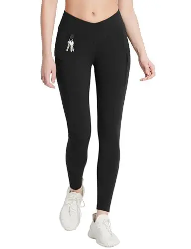 Produktbild: baleaf Damen Thermo Leggings mit Taschen Jeggings Wanderhose Thermohose Winter Wanderleggings Hohe Taille Wasserabweisend Leggings Schwarz L
