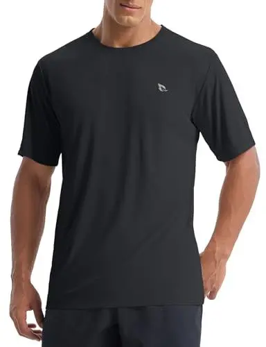 Produktbild: baleaf UV Shirt Herren Sport T Shirt Schwimmshirt Wasser UPF 50+ Sportshirt Trainingsshirt Fitness Shirt Funktionsshirt Schnelltrocknend Gym Schwarz L