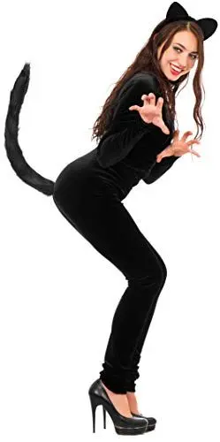 Produktbild: Balinco Cat Woman mit Katzenohren Haarreif Cat Ears + Katzenschwanz Kostüm für Damen/Frauen und Mädchen zum Karneval