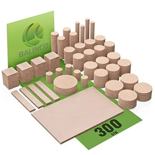 Produktbild: Balinco Filzgleiter Selbstklebend, Kratzschutz, Dämmschutz, Filz für Stühle, Zuschneidbar, Rund, Quadratisch, Rechteckig, 4mm dünn, Braun, 300er Set
