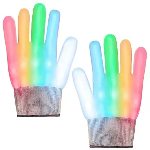 Produktbild: Balinco LED Handschuhe mit verschiedenen Leuchtmodi - perfekt für Techno DJ | Halloween | Cosplay | Karneval | Gruselmaske | Neon Maske | als Ergänzung zum Horror Kostüm