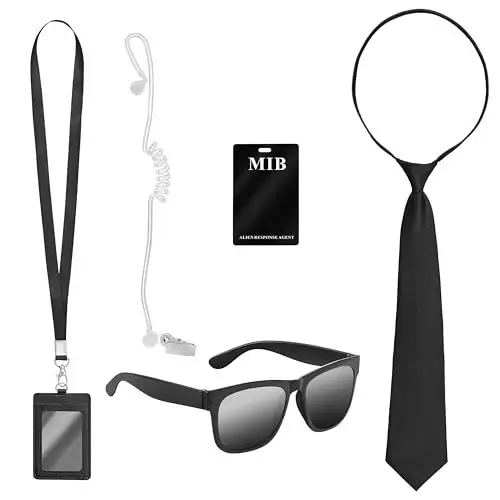 Produktbild: Balinco MIB Set – Schwarze Sonnenbrille & Kartenhalter im Geheimagenten-Stil | Perfektes Accessoire für Kostüm, Karneval, Fasching & Mottoparty | Für Erwachsene & Jugendliche