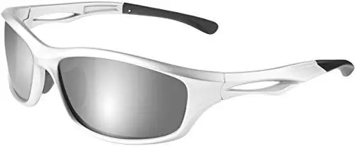 Produktbild: Balinco Polarisierte Sportbrille Sonnenbrille Fahrradbrille mit UV400 Schutz für Damen & Herren perfekt für Ski- und Snowboardfahrer für die Skipiste (Glossy Silver - Silver Mirror)