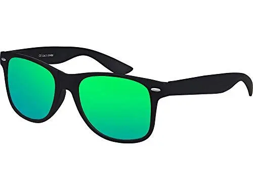 Produktbild: Balinco Sonnenbrille UV400 CAT 3 CE Rubber - mit Federscharnier für Damen & Herren (schwarz - grün)