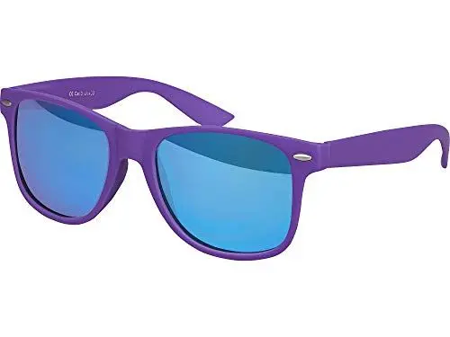 Produktbild: Hochwertige Nerd-Sonnenbrille, Retro, Vintage, Gummi, Unisex, mit Federscharnier, 101 Farben, Blau
