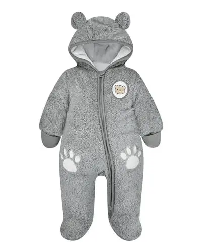 Produktbild: Balipig Baby Overalls mit Kapuze Schneeanzüge Fleece Strampler Spielanzug Footed Jumpsuit Winter Outfits 0-3 Monate Dunkelgrau