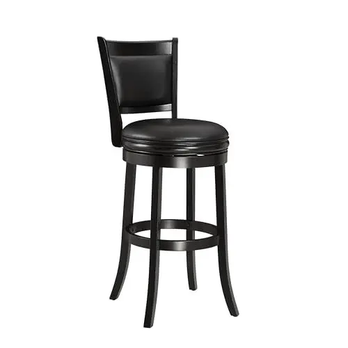 Produktbild: Ball & Cast Gepolsterter Drehbarhocker, Pub Höhe Hocker-Stuhl mit Rückenlehne & Fußstütze, Holzrahmen Barhocker für Küche und Esszimmer, schwarz