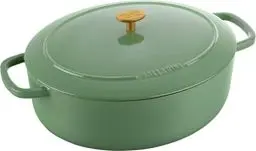 Produktbild: BALLARINI Bellamonte Auflaufform, Bräter, Dutch Oven, Emailliertes Gusseisen, Oval, 33 cm, 6,5 L, Grün