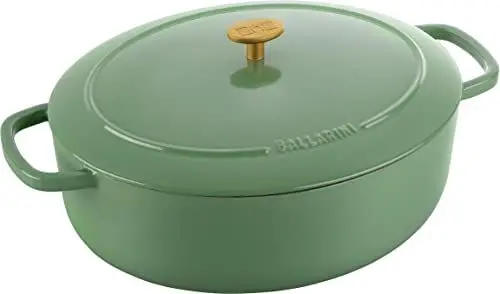 Produktbild: BALLARINI Bellamonte Auflaufform, Bräter, Dutch Oven, Emailliertes Gusseisen, Oval, 33 cm, 6,5 L, Grün