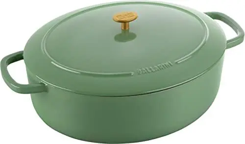 Produktbild: BALLARINI Bellamonte Auflaufform, Bräter, Dutch Oven, Emailliertes Gusseisen, Oval, 37cm, 9,0 L, Grün