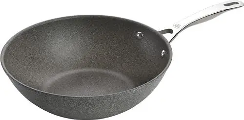 Produktbild: BALLARINI Salina Wokpfanne aus Aluminium, 30 cm, Antihaftbeschichtung, für alle Herdarten, Grau, Steinoptik