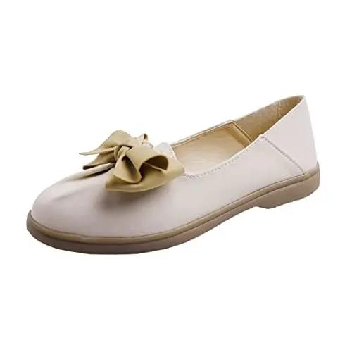 Produktbild: Ballerina Schwarz Damen Ballerinas Damen Blau aus festem mit Schleife verzierte Komfort-Flachboden-Freizeitschuhe Ballerina Schwarz Damen Ballerinas Damen Blau Damen Ballerinas Samtschuhe (Beige, 40)