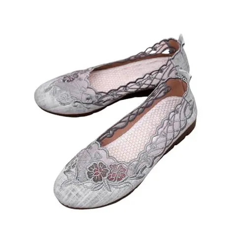 Produktbild: Ballerinas Beige Ballerinas Damen Mit Absatz Bequeme, rutschfeste Schuhe für Damen im Pumps Mit Roter Sohle Sommerschuhe Für Damen (Grey, 40)