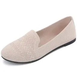 Produktbild: Ballerinas Damen Loafer rutschfeste Brautschuhe Flache Schuhe Runde Zehen Knit Kleid Schuhe Tanzschuhe Maschenware Schuhe Strickschuhe Balerinaschuhe für Frauen Bequem Stoffschuh.(Beige,41 EU)