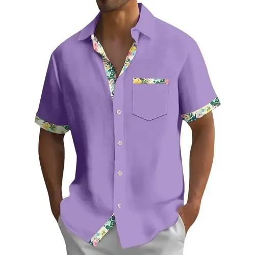 Produktbild: ballermann Tshirt Summer Clothes Men papierbrille Sommer Hawaai hawaiihemd ethnisch bedrucktes Herren Oberteil Kurzarmhemd Shirts Herren Sommer Malle Shirt Batik Shirt Herren Herren Sommer Hemd