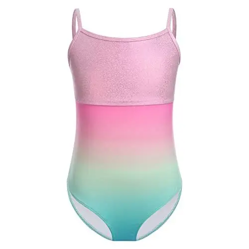 Produktbild: Ballettanzug Mädchen Ballett Trikot Kinder, Ballett Body Tanzbody Turnanzug Gymnastikanzug Gymnastik Farbverlauf Laser Bodysuit Turn Leotards Balletttrikot Ballettröckchen Trikotanzug Rosa 7-8 Jahre
