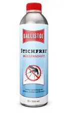 Produktbild: BALLISTOL 26710 Stichfrei Mückenschutz 500ml Flasche Anti-Insekten-Öl – 8h Schutz vor Bremsen, Fliegen, Zecken, Moskitos, Keine Farbe