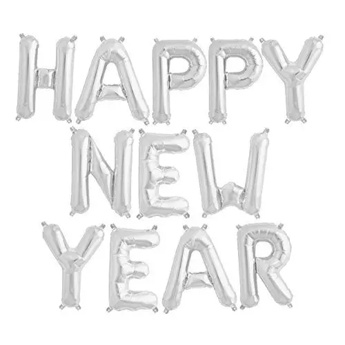 Produktbild: ballonfritz® Luftballon HAPPY NEW YEAR -Schriftzug in SILBER - XXL Folienballon als Silvester Deko, Begrüßung, Neujahr Party Geschenk, Fotorequisite oder Empfang-Überraschung