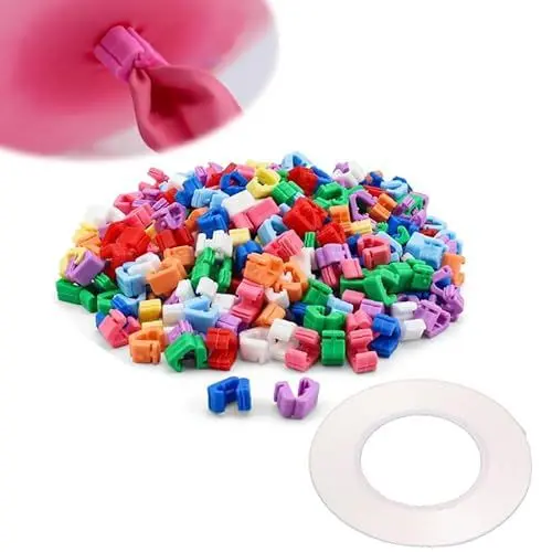 Produktbild: Ballonverschlüsse 300 Stück Ballon Knotenhilfe 10M Farbe Luftballon Schnur, PVC Luftballon Verschlüsse Ballonband Ballon Halter Bunt Ballonclips Zubehör Ballon Knoten binden Clip für Party