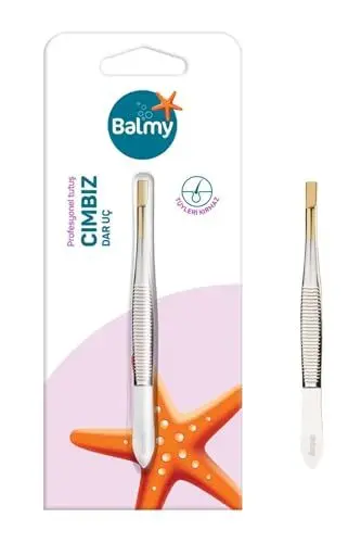 Produktbild: Balmy Pfeilring Pinzette, Pinzette Breiter Kopf, Augenbrauen Pinzette Für Präzise Haarentfernung, Haarzupf, Geriffelter Griff, Spitze Vergoldet