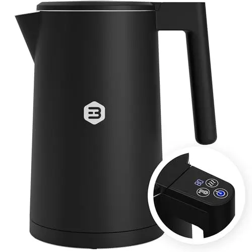 Produktbild: Balter Edelstahl Wasserkocher mit Temperatureinstellung, 40°C-100°C, Doppelwand, BPA frei, 1,7L, Schwarz, WK-5-Touch