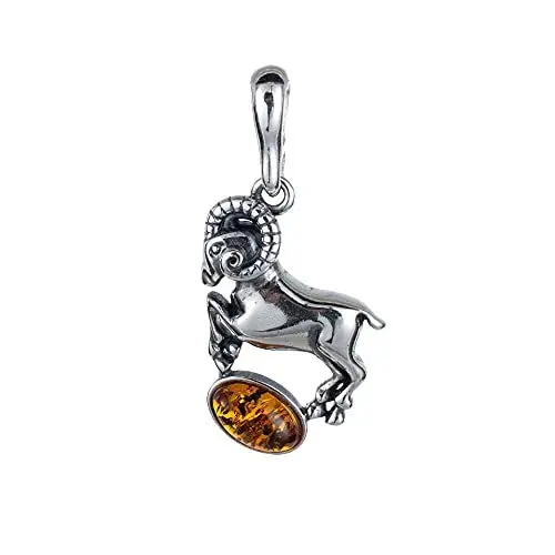 Produktbild: BALTICANA JEWELRY Sterling Silber und Baltischer Bernstein Widder Sternzeichen Anhänger