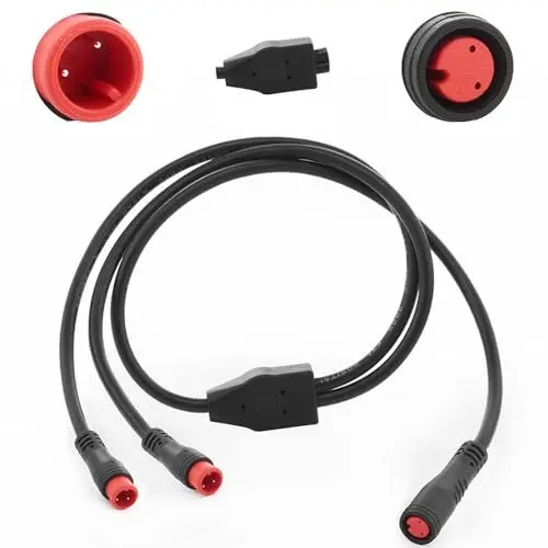 Produktbild: baluoqi 1T2 Y-Splitter Verlängerungsdraht mit Julet Typ 2pin Stecker für Fahrrad Scheinwerferkabel in eBike Umbausätzen (2pin, 7