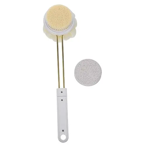 Produktbild: Baluue 1 Satz Badebürste mit langem Griff massage bürste badepinsel badebürsten behandelter Schwamm Peelingbürste Duschwäscher für den Körper hintere Unterlegscheibe Polyestergarn Weiß