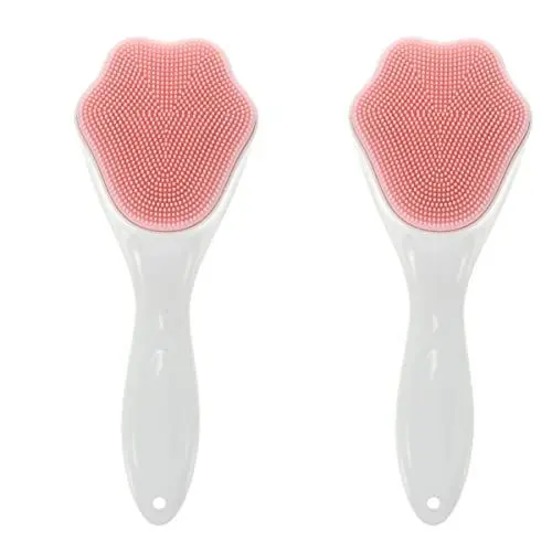 Produktbild: Baluue 2stücke Silikon Gesichtsreinigungsbürste Mit Langem Griff Handliche Peelingbürste Für Gesichtsreinigung Zum Entfernen Von Make-up Und Verunreinigungen Für Hauttypen Geeignet