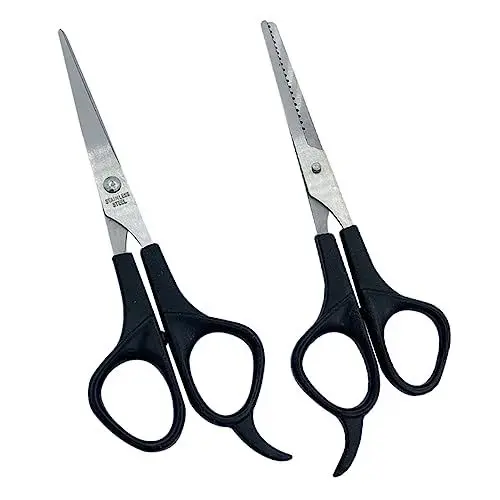 Produktbild: Baluue 2St Zahnschere Schere Pflegeschere haarschneider professionelle Friseurschermaschinen Schneiderschere zwiebelschneider verbandsschere schärpe Haarschere Friseurbedarf Plastik Black