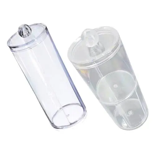Produktbild: Baluue 2stücke Aufbewahrungsbox Für Wattepads Und Wattestäbchen Runder Organizer Mit Schutzdeckel Für Kosmetik Und Badezimmer Und Feuchtigkeitsbeständig