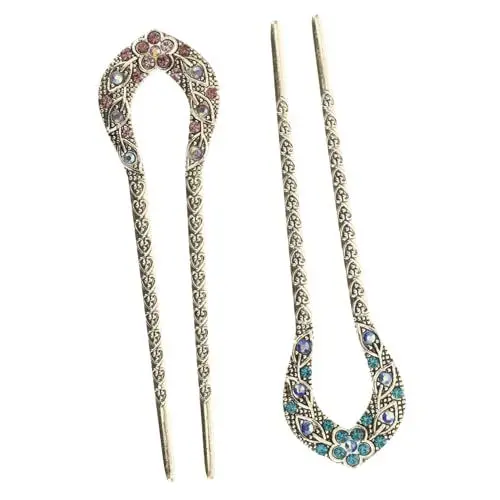 Produktbild: Baluue Haarstab Strass 2 Stück U-form Vintage Haar Schwalbenschwanz Clip Haar Für