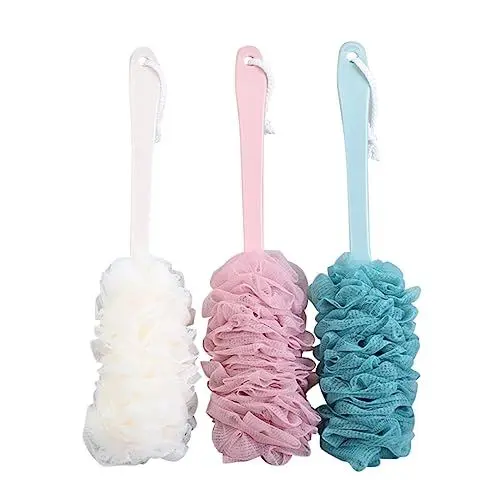 Produktbild: Baluue Körper Haut Reinigung Bad Pinsel Erweiterte Griff 3pcs Mesh Dusche Pinsel Erweichen