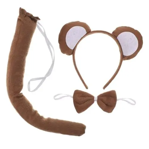Produktbild: Baluue 6 Stück Partykleid Affenohren Und Fliege Affenohren Haarreifen Cartoon Affenohren Haarband Affen Kostümzubehör Kidcore Kleidung Fliege