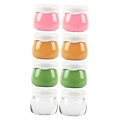 Produktbild: Baluue 10g Kosmetikbehälter Set Reisebehälter Für Lotionen Und Cremes Transparente Und Farbige Tiegel Mit Weißen Deckeln Ideal Für Reisen Und Proben Auslaufsicher Und