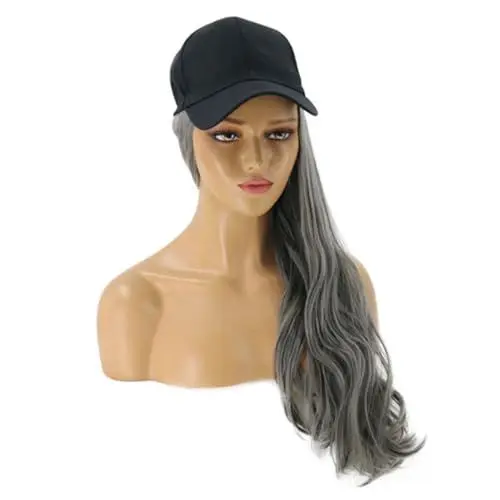 Produktbild: Baluue Perücke Damen Einteilige Hutperücke Mit Lockigem Haar Lange Haarteil Mit Modischer Kappe Hochtemperaturfeste Kunstfaserperücke Einfach Zu Waschen Und Pflegen Für Halloween Und