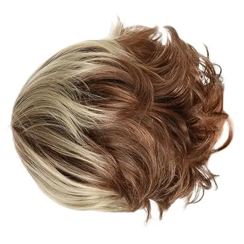 Produktbild: Baluue Gradient Color Curly Wig Mit Fluffigen Fransen Natürliche Synthetische Perücke Für Cosplay Party Und Alltag Stylische Kurzhaarfrisur Für Damen Und Mädchen