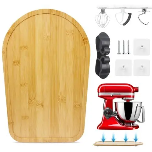 Produktbild: Bambus Gleitbrett Kompatibel mit KiTchen Aid Küchenmaschine 4.5-5 Qt - Verschiebbare Unterlage Passend für KiTChen Aid Mixer 4.5-5 Qt 5K45SS 5KSM175PS 5KSM125, Rührmaschine Küchenmaschine Zubehör