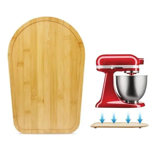 Produktbild: Bambus Gleitbrett für Kitchen Aid Artisan 4.5-5 Qt (4,3L - 4,8L), Verschiebbare Unterlage für Kitchenaid Küchenmaschine, Rührmaschine Gleitbrett für Kitchen Aid Zubehör 5K45SS 5KSM175PS 5KSM125