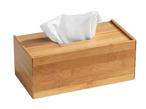 Produktbild: WENKO Bambus Kosmetiktuch-Box Terra, Papiertücher-Box für handelsübliche, rechteckige Kosmetiktuchboxen, leichte Entnahme der Tücher aus der dekorativen Spender-Box, 25 x 13 x 10 cm, Natur