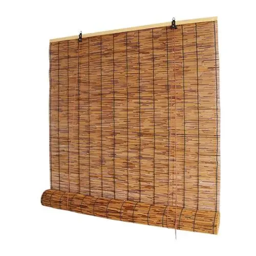 Produktbild: Bambus Rollo Jalousie Natür Bambus 90-160cm Breit Retro Schilf Vorhang Wetterfest Anti-UV Sichtschutz Raffrollo Sonnenschutz Für Fenster/Terrasse/Balkon