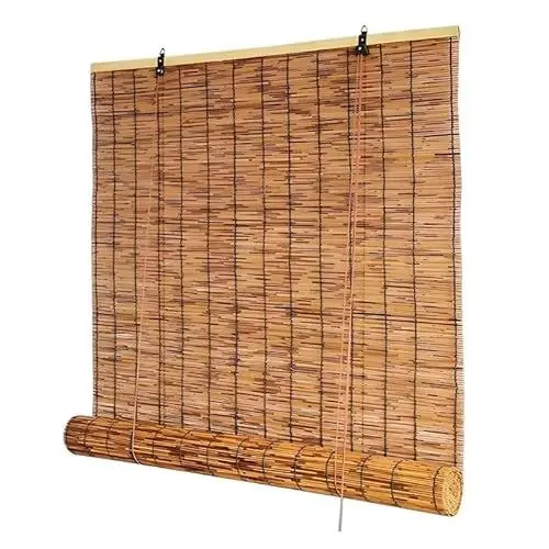 Produktbild: Bambusrollo Wetterfest Aussen Retro Schilf Vorhang Sonnenschutz Sichtschutz Rollo Mit Lifter Bambus Rollo 80 90 100 120 140cm Breit Fenster Sonnenschutz Rollo Bambus Jalousine Für Balkon