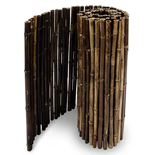 Produktbild: Floordirekt Bambus-Sichtschutzzaun Naturmaterial | Vollrohr Schilfrohrmatte | Schilfmatten Sichtschutz für Balkon, Terrasse oder Garten | Robust und witterungsbeständig (100 x 250 cm, Schwarz)