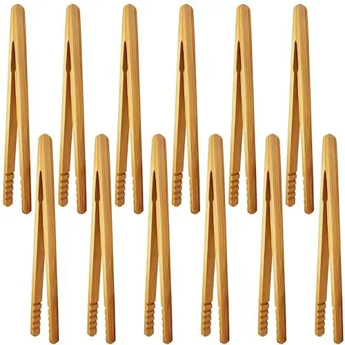 Produktbild: Bambuszangen，12 Stück Bambus küchenzange Grillzange Toastzange Holz-tee-clip Lebensmittel teezange，zum Kochen,Brot,Früchtetee und Gurken