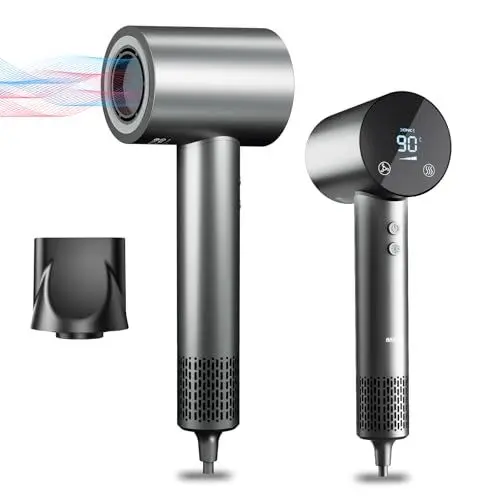 Produktbild: BAMCOO Föhn Fön Haartrockner Ionen Föhn Hair Dryer 1500W HD Display Temperatur Touchscreen Haartrockner ionen haartrockner 4 Temperaturstufen & 3 Geschwindigkeitsstufen (Grey)