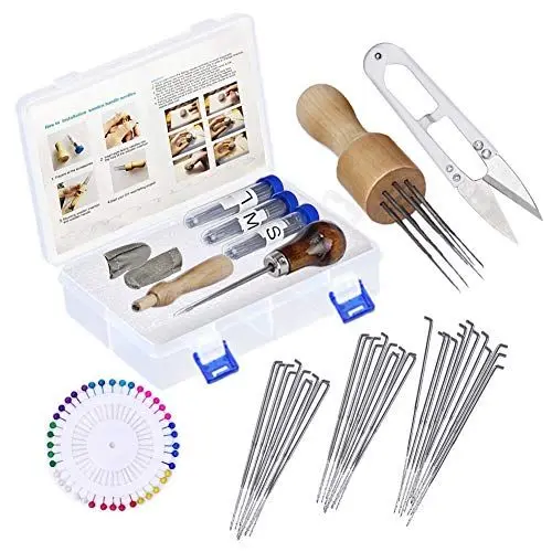 Produktbild: Bamru Filzen Nadelfilz Set, Filznadeln zum trockenfilzen, Nadel zum Filzen, Nadelfilzzubehör mit Filznadeln in 3 Größen, Filzen Starterset, Gutes Filzset für Anfänger