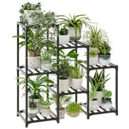 Produktbild: Bamworld Pflanzenregal Indoor Outdoor Blumenständer holz pflanzenständer für 7 Etagen Terrasse Balkon Garten Gartenarbeit Mutter Geschenke（Schwarz）