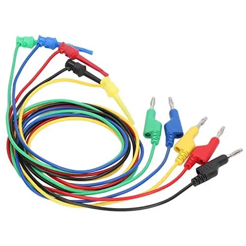 Produktbild: Bananen-Messkabel, 5-teiliges Multimeter, Bananenstecker, Bananen-Messkabel, Krokodilklemme, Weiche Silikonhülle, Messingclip, Multimeter, Messspitzen und Kabel