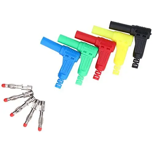 Produktbild: Bananenstecker, 10 Stück Klemmen-Bindungspfosten, Bananenstecker, Sicherheitsversiegelter Schutz, Ummantelt, 90 Grad, Selbstgemacht, Elektrische Verteiler-Wandplatten
