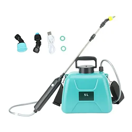 Produktbild: banapoy Elektrischer Gartensprüher, USB Wiederaufladbar 5L 1.35 Gallonen tragbare Unkrautsprühgerät für Rasen Garten Hof, Pflanzensprühgerät Automatisch Dünger Sprühen mit Schlauch Teile (Grün)